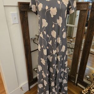 Floral Maxi Dress in Gray and Cream